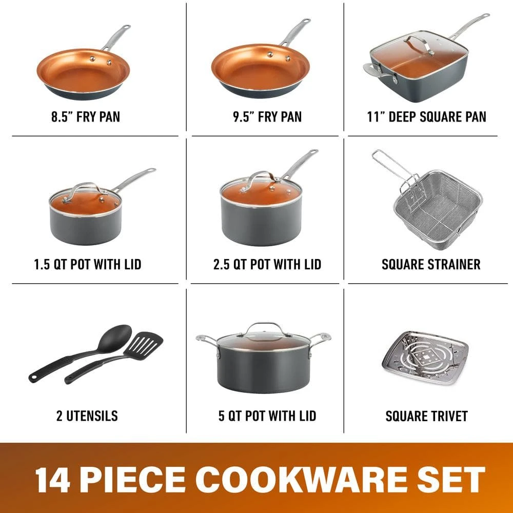 14-Piece Aluminum Ti-Ceramic Nonstick Cookware Set by Gotham Steel - Image 2
