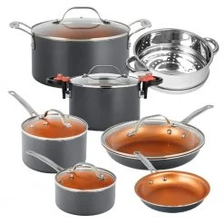 12-Piece Aluminum Ti-Ceramic Nonstick Cookware Set by Gotham Steel