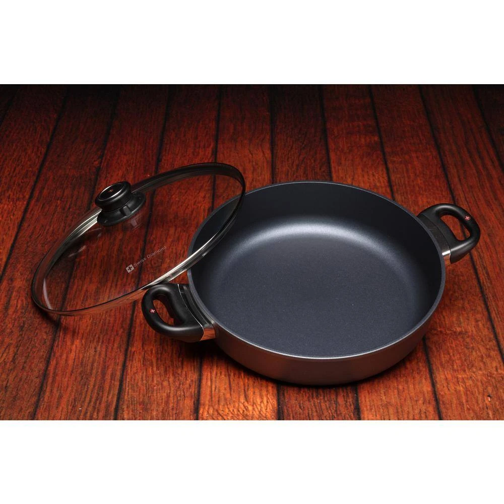 Classic Series Induction 3.7 qt. Cast Aluminum Nonstick Saute Pan in Gray with Glass Lid by Swiss Diamond - Image 3