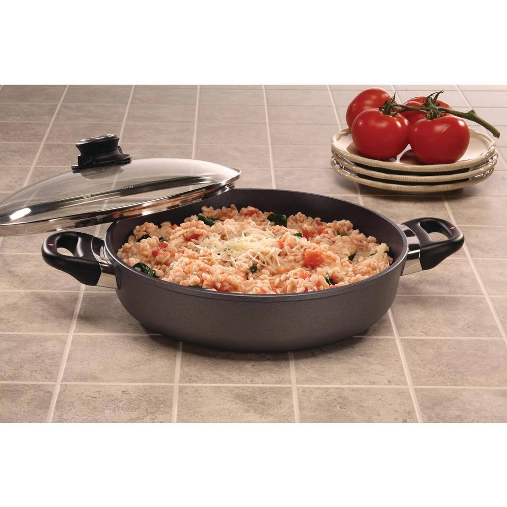 Classic Series Induction 3.7 qt. Cast Aluminum Nonstick Saute Pan in Gray with Glass Lid by Swiss Diamond - Image 2