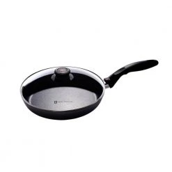 Classic Series 9.5 in. Cast Aluminum Nonstick Frying Pan in Grey with Glass Lid by Swiss Diamond