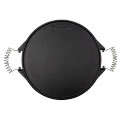 12.5 in Round Reversible Cast Iron Griddle/Skillet with Wire Handles, Large, Seasoned by Victoria