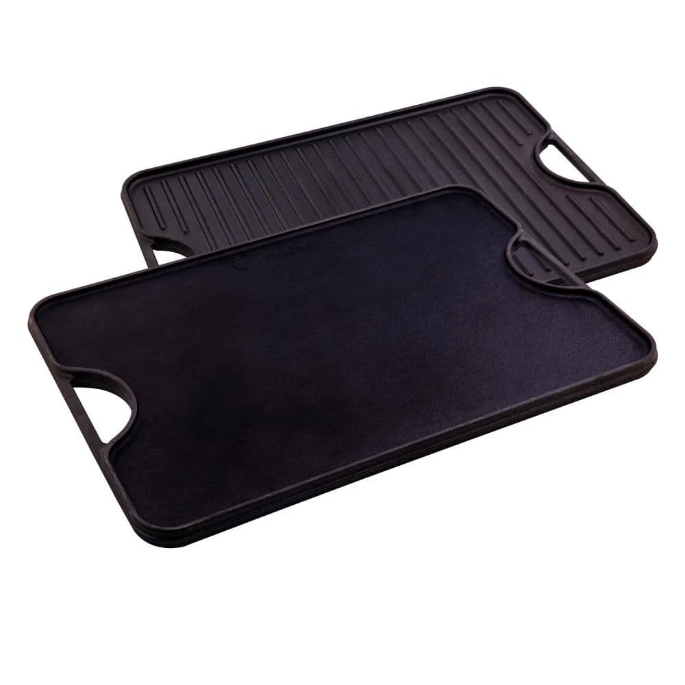 Large Rectangular Reversible Black Cast Iron Griddle/Skillet Solid 20 in. x 14 in. Seasoned by Victoria - Image 5