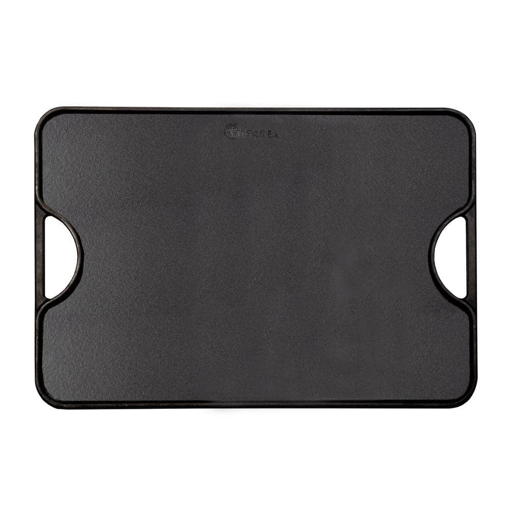 Large Rectangular Reversible Black Cast Iron Griddle/Skillet Solid 20 in. x 14 in. Seasoned by Victoria - Image 2