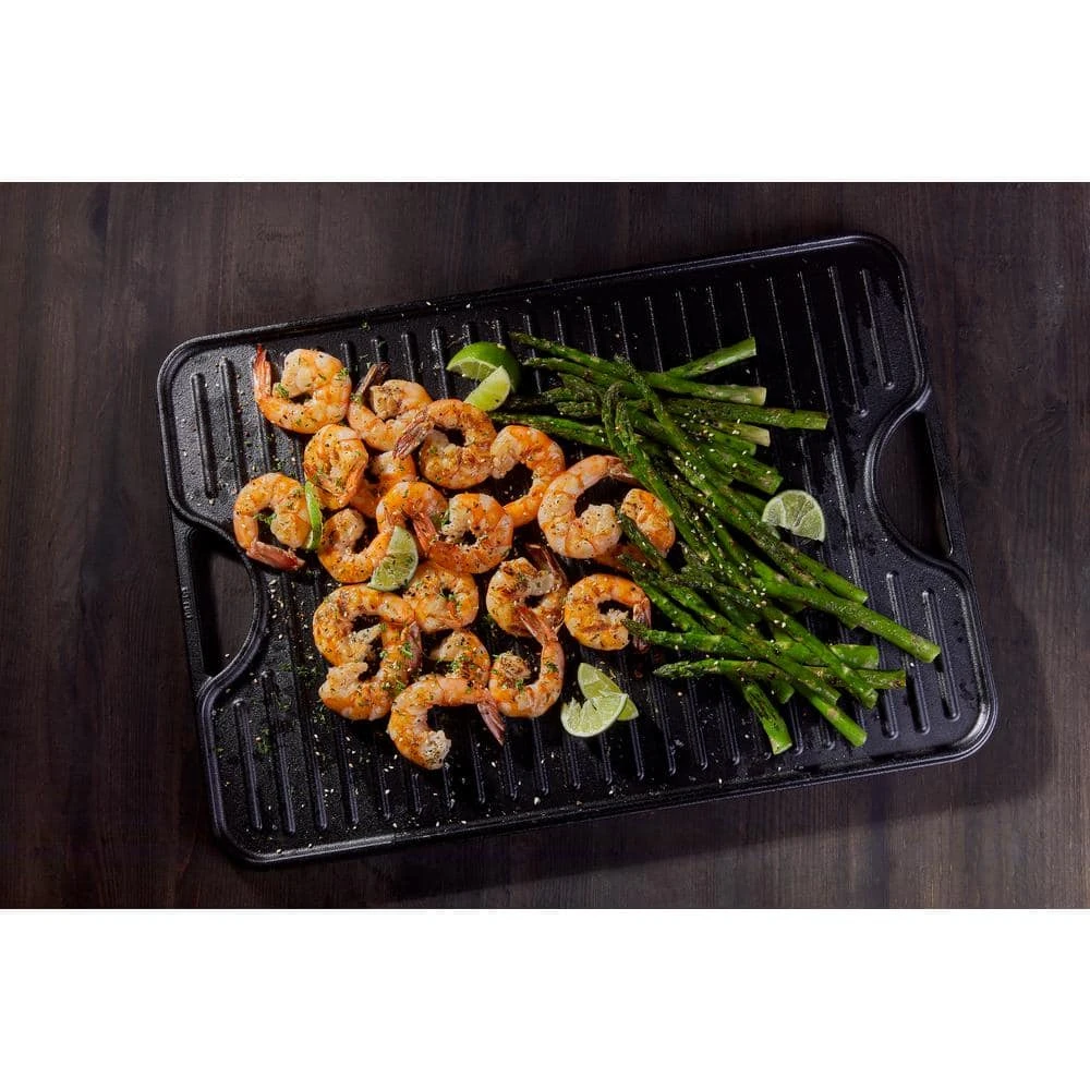 Large Rectangular Reversible Black Cast Iron Griddle/Skillet Solid 20 in. x 14 in. Seasoned by Victoria - Image 6