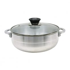 15.5 in. Aluminum Caldero with Glass Lid by Home Basics