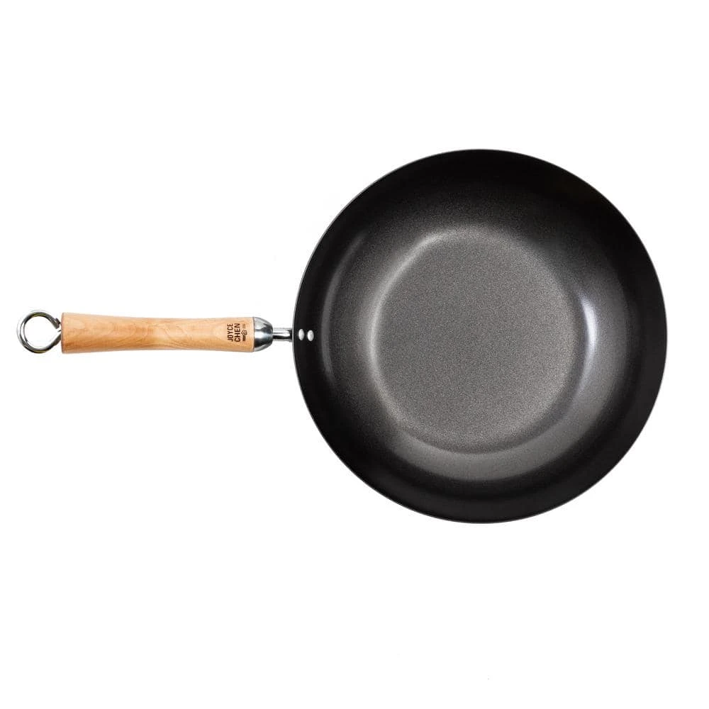 Classic Series 12 in. Black Carbon Steel Non-Stick Wok with Birch Handle by Honey-Can-Do - Image 3