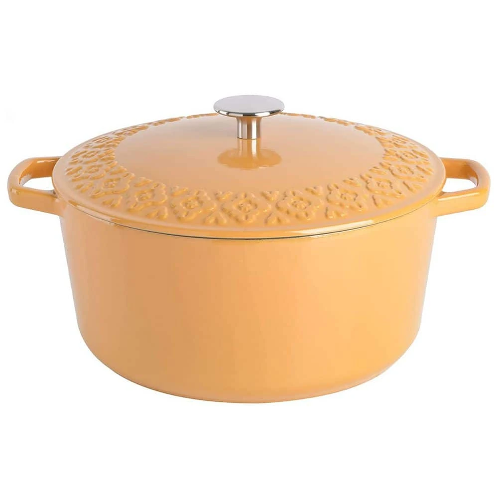 Savory Saffron 6 qt. Enameled Cast Iron Dutch Oven with Lid in Honey Gold by Spice BY TIA MOWRY