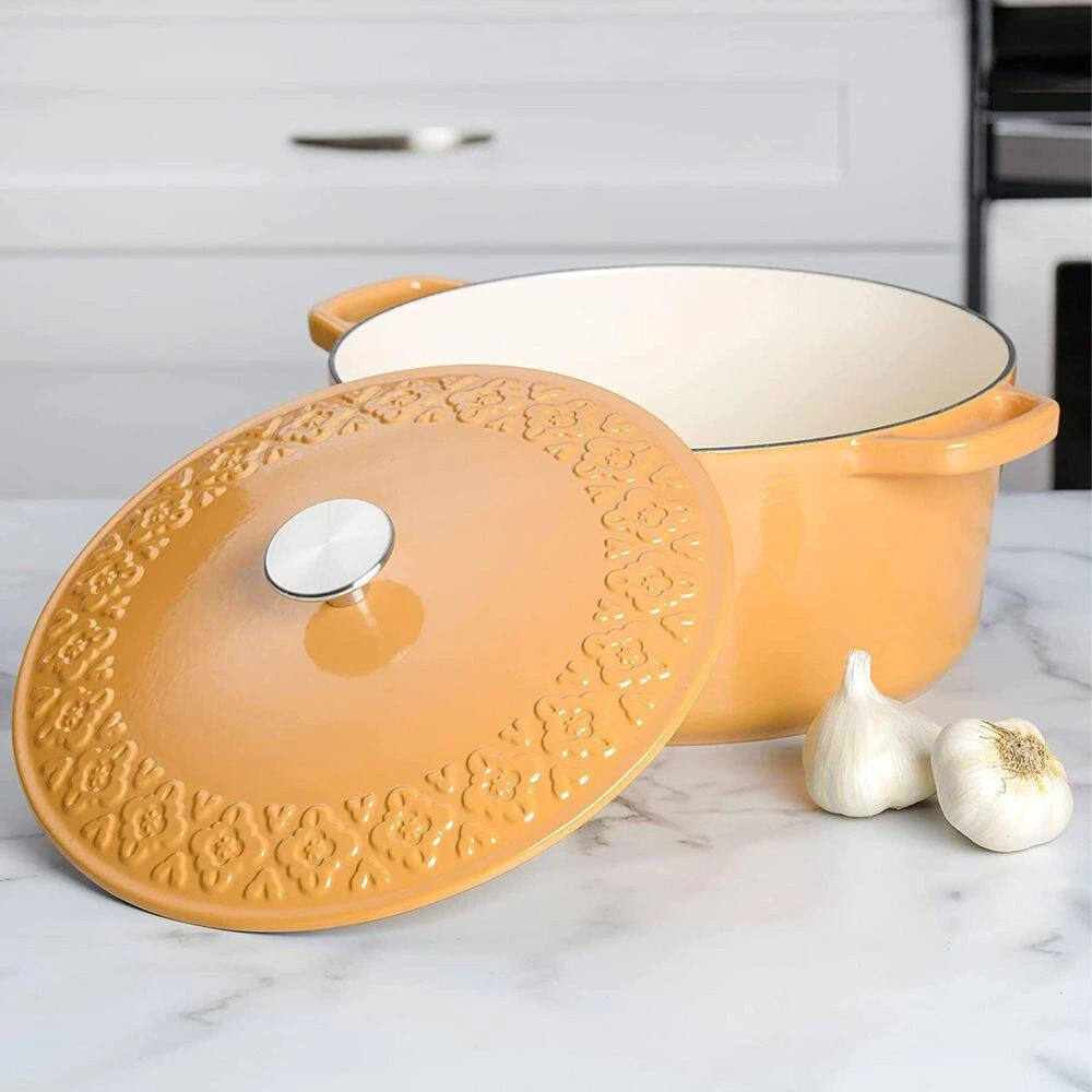 Savory Saffron 6 qt. Enameled Cast Iron Dutch Oven with Lid in Honey Gold by Spice BY TIA MOWRY - Image 7