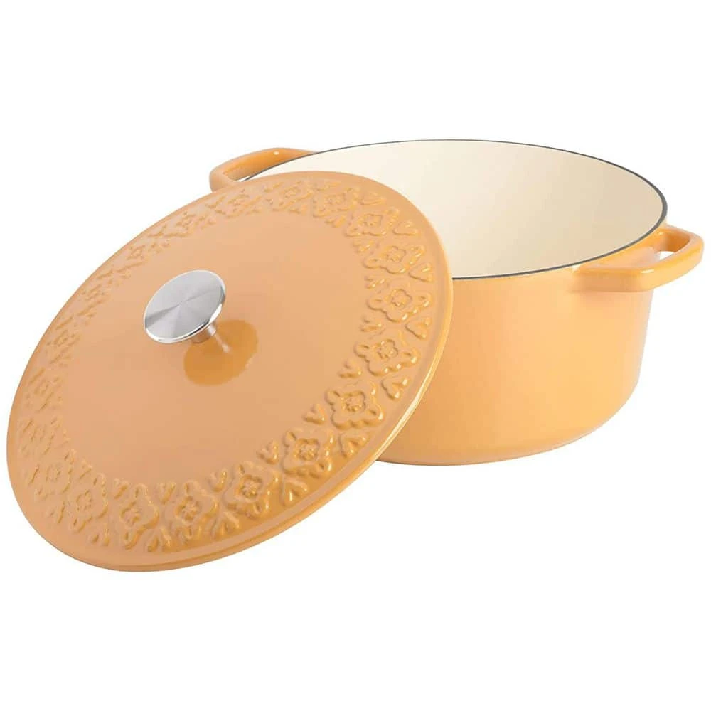 Savory Saffron 6 qt. Enameled Cast Iron Dutch Oven with Lid in Honey Gold by Spice BY TIA MOWRY - Image 2