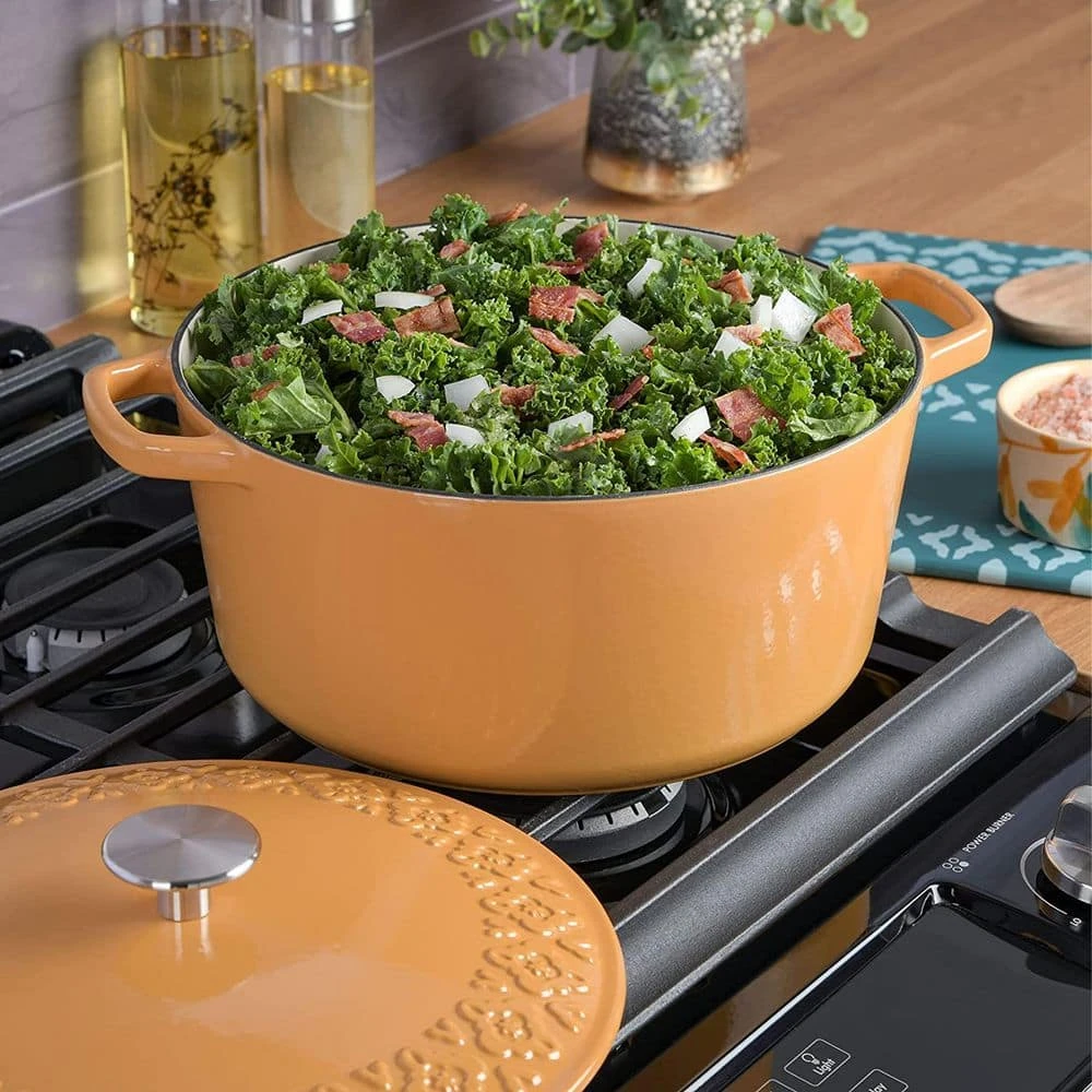 Savory Saffron 6 qt. Enameled Cast Iron Dutch Oven with Lid in Honey Gold by Spice BY TIA MOWRY - Image 6