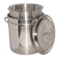 102 qt. Aluminum Stock Pot in Stainless Steel with Lid by King Kooker