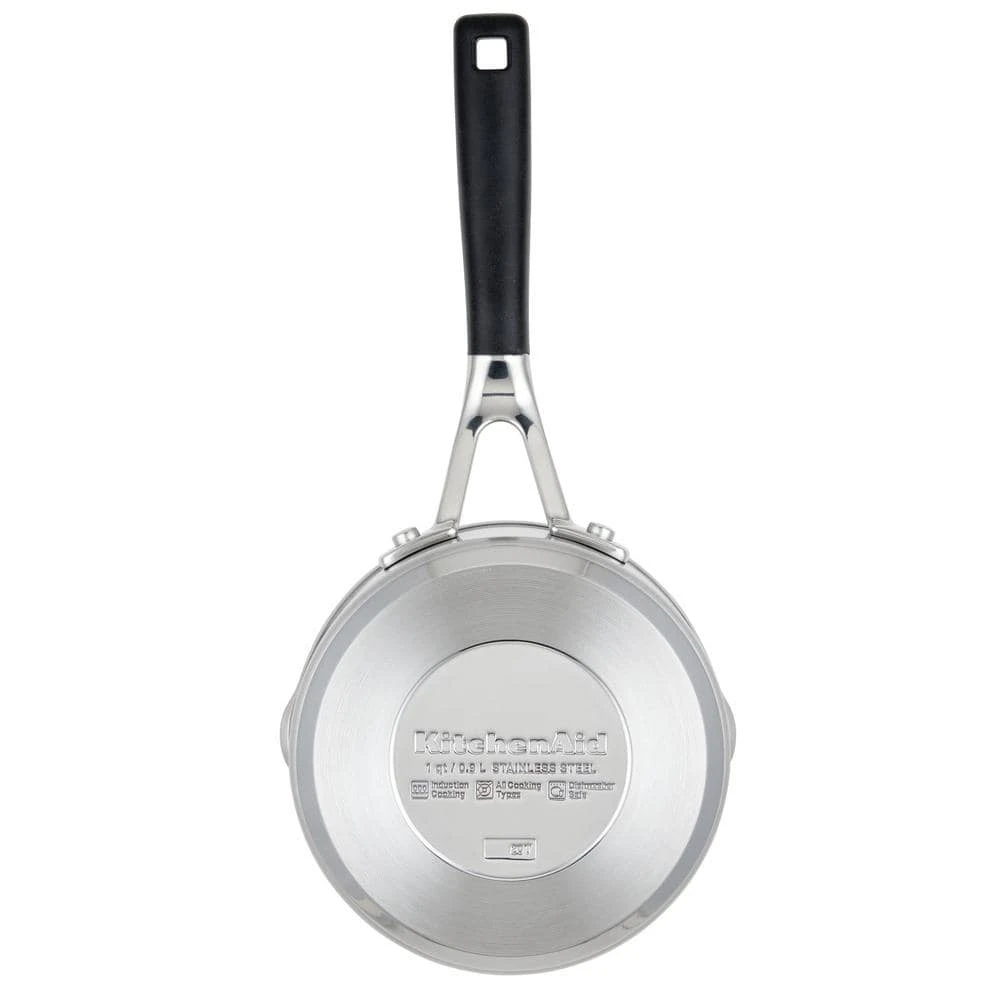 Stainless Steel, 1 qt., Stainless Steel, Sauce Pan, Silver with Pour Spout by KitchenAid - Image 3