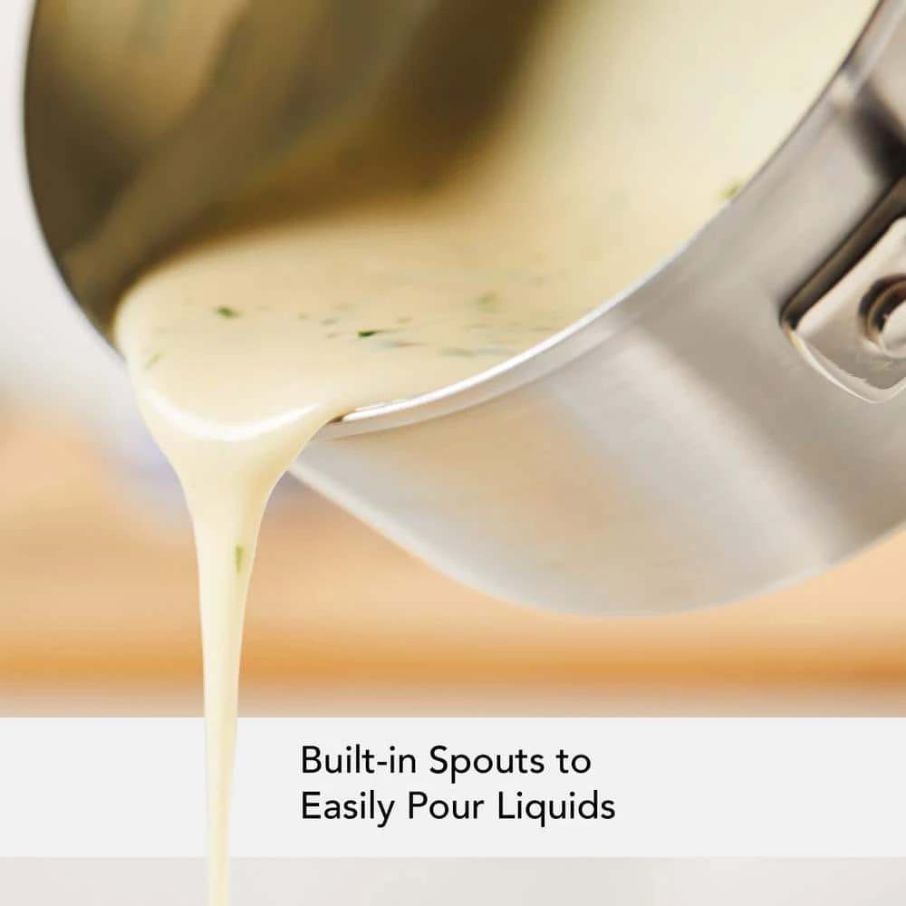 Stainless Steel, 1 qt., Stainless Steel, Sauce Pan, Silver with Pour Spout by KitchenAid - Image 8