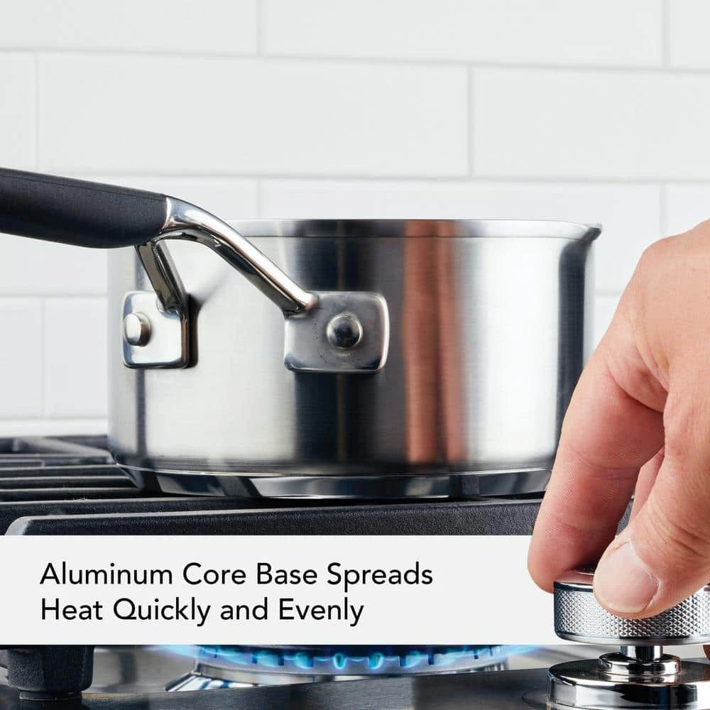 Stainless Steel, 1 qt., Stainless Steel, Sauce Pan, Silver with Pour Spout by KitchenAid - Image 6