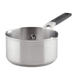 Stainless Steel, 1 qt., Stainless Steel, Sauce Pan, Silver with Pour Spout by KitchenAid
