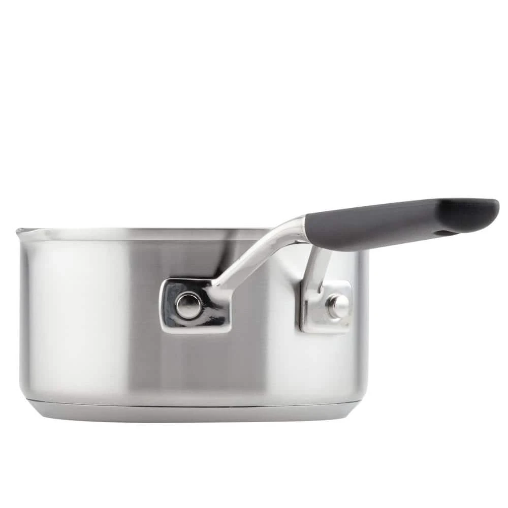 Stainless Steel, 1 qt., Stainless Steel, Sauce Pan, Silver with Pour Spout by KitchenAid - Image 4