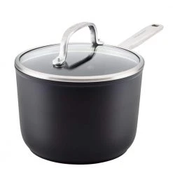 2 qt. Hard-Anodized Induction Matte Black Aluminum Nonstick Saucepan with Lid by KitchenAid