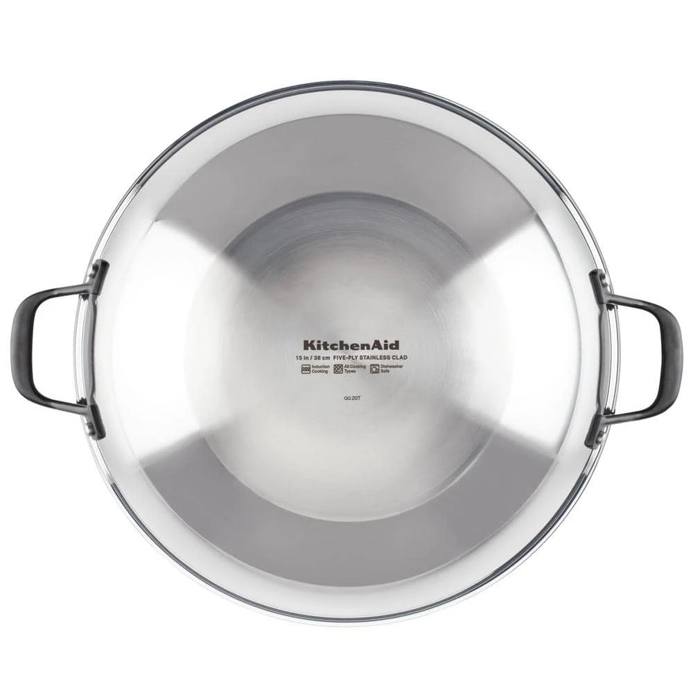 5-Ply Clad 15 in. Polished Stainless Steel Wok by KitchenAid - Image 2