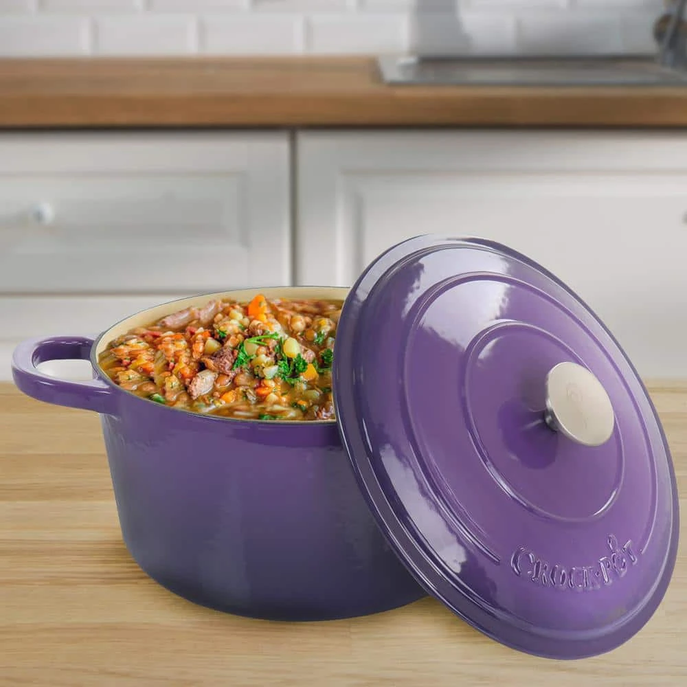 Artisan 7 qt. Enameled Cast Iron Dutch Oven with Lid in Lavender (2-Piece) by Crock-Pot - Image 7