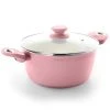 Plaza Cafe 4.5 qt. Round Aluminum Nonstick Dutch Oven in Lavender with Glass Lid by GIBSON HOME
