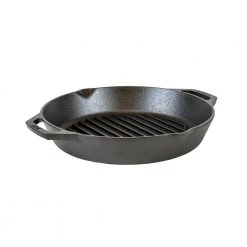 12 in. Cast Iron Grill Pan in Black with Dual Handles by Lodge