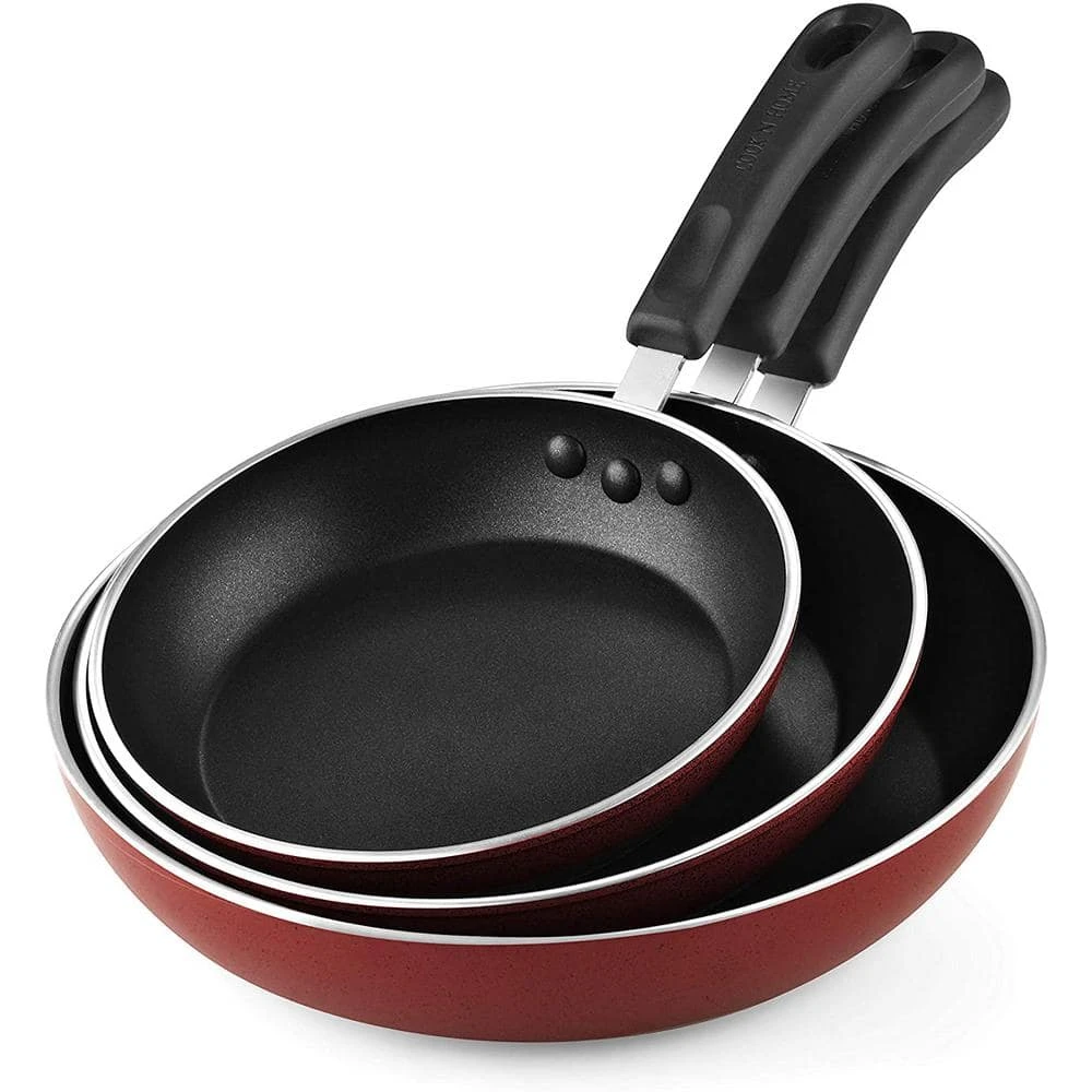 3-Piece Fry Pan/Saute Pan Set with Nonstick Coating Industion Compatible Buttom 8 in./9.5 in./11 in. by Cook N Home