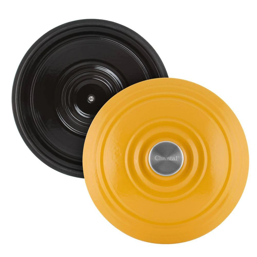 5 qt. Round Enameled Cast Iron Dutch Oven in Marigold with Lid by Chantal - Image 3