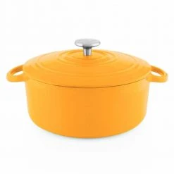 5 qt. Round Enameled Cast Iron Dutch Oven in Marigold with Lid by Chantal