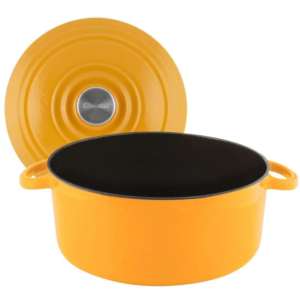 5 qt. Round Enameled Cast Iron Dutch Oven in Marigold with Lid by Chantal - Image 2