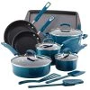 Classic Brights 14-Piece Aluminum Nonstick Cookware Set in Marine Blue Gradient by Rachael Ray