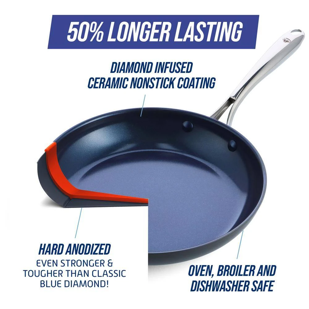 Blue Diamond HD 11 in. Frying Pan with Lid - Image 3