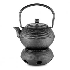 37 oz. Japanese Antique Small Dot Cast Iron Teapot with Warmer by Velaze