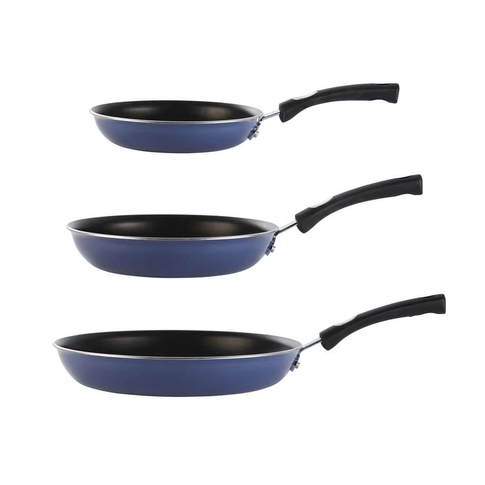 3-Piece Medium Blue Aluminum Nonstick Frying Pan Set by Tramontina - Image 3