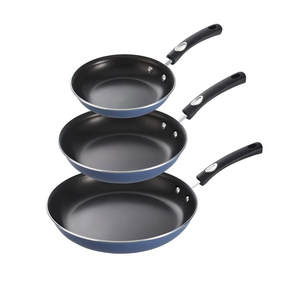 3-Piece Medium Blue Aluminum Nonstick Frying Pan Set by Tramontina - Image 2