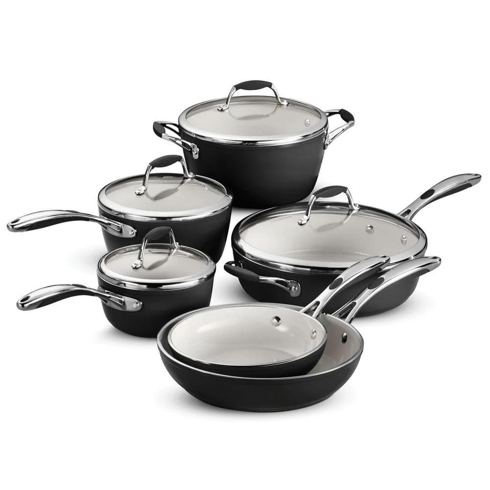Gourmet Ceramica Deluxe 10-Piece Metallic Black Cookware Set with Lids by Tramontina