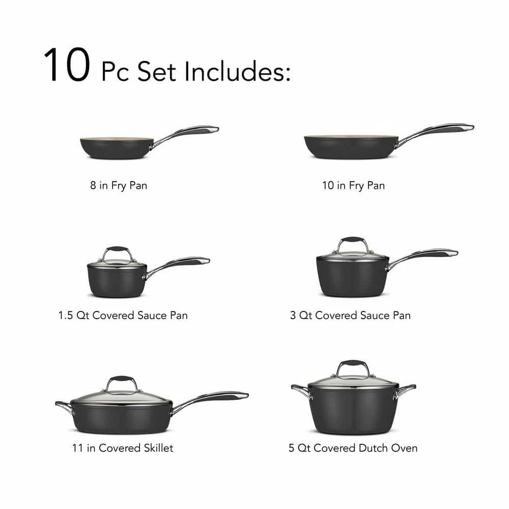 Gourmet Ceramica Deluxe 10-Piece Metallic Black Cookware Set with Lids by Tramontina - Image 6