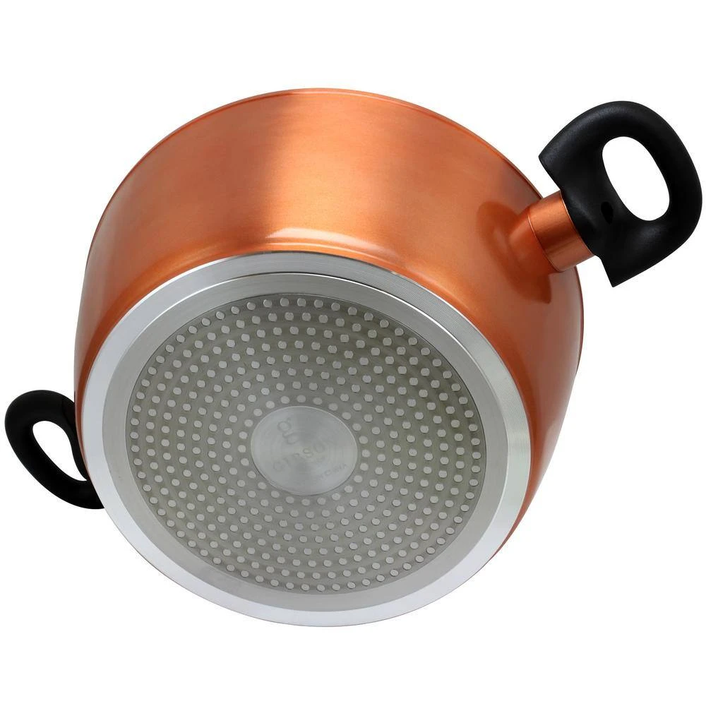 Hummington 4.5 qt. Round Aluminum Ceramic Nonstick Dutch Oven in Metallic Copper with Glass Lid by Eco Friendly Home - Image 4