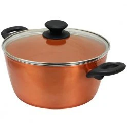 Hummington 4.5 qt. Round Aluminum Ceramic Nonstick Dutch Oven in Metallic Copper with Glass Lid by Eco Friendly Home
