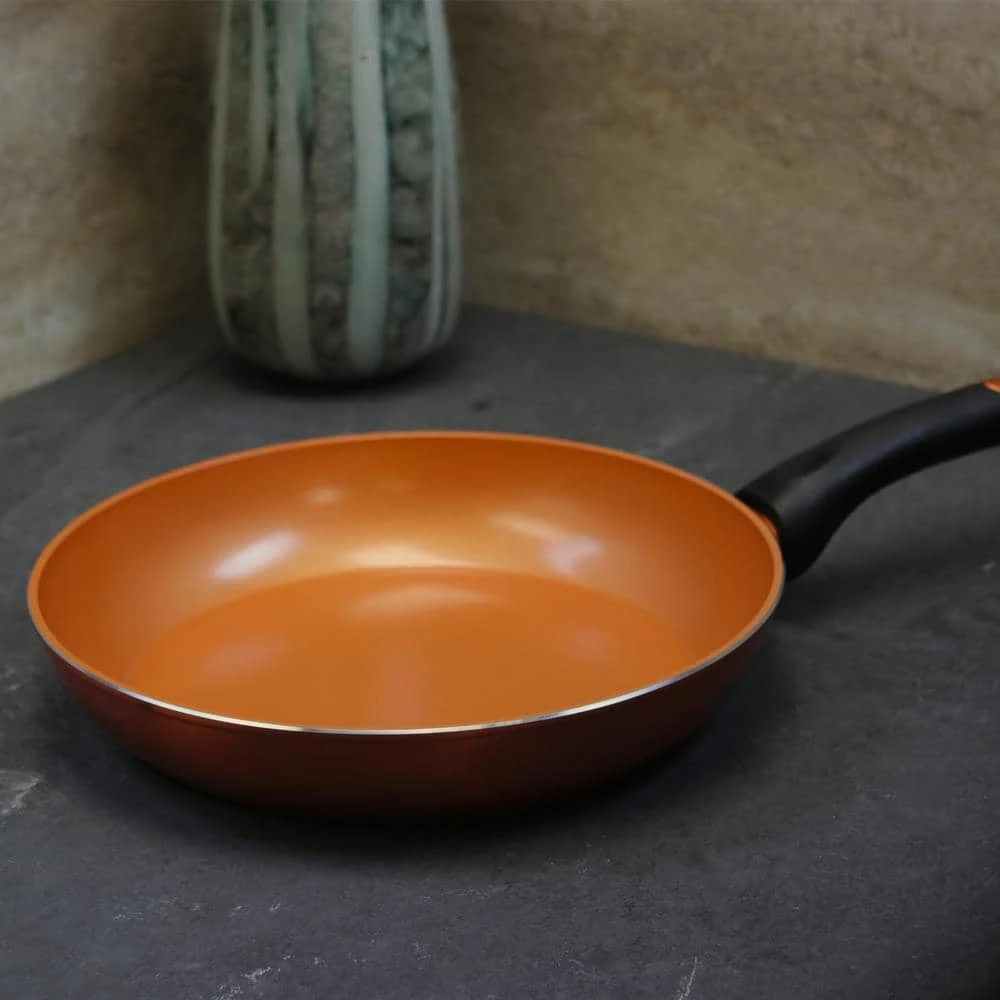 Hummington 12 in. Aluminum Ceramic Nonstick Frying Pan in Metallic Copper by Gibson Cuisine