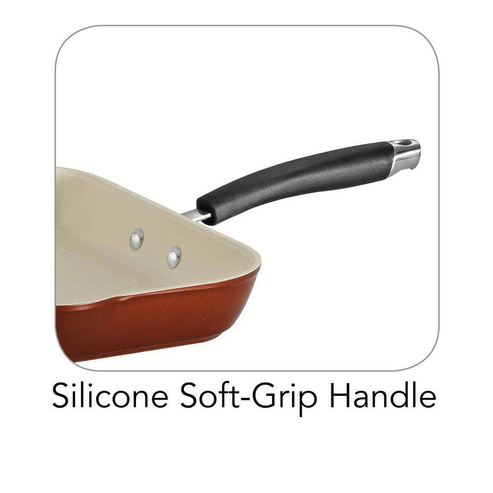 Style Ceramica 12 in. Aluminum Ceramic Nonstick Grill Pan in Metallic Copper by Tramontina - Image 5