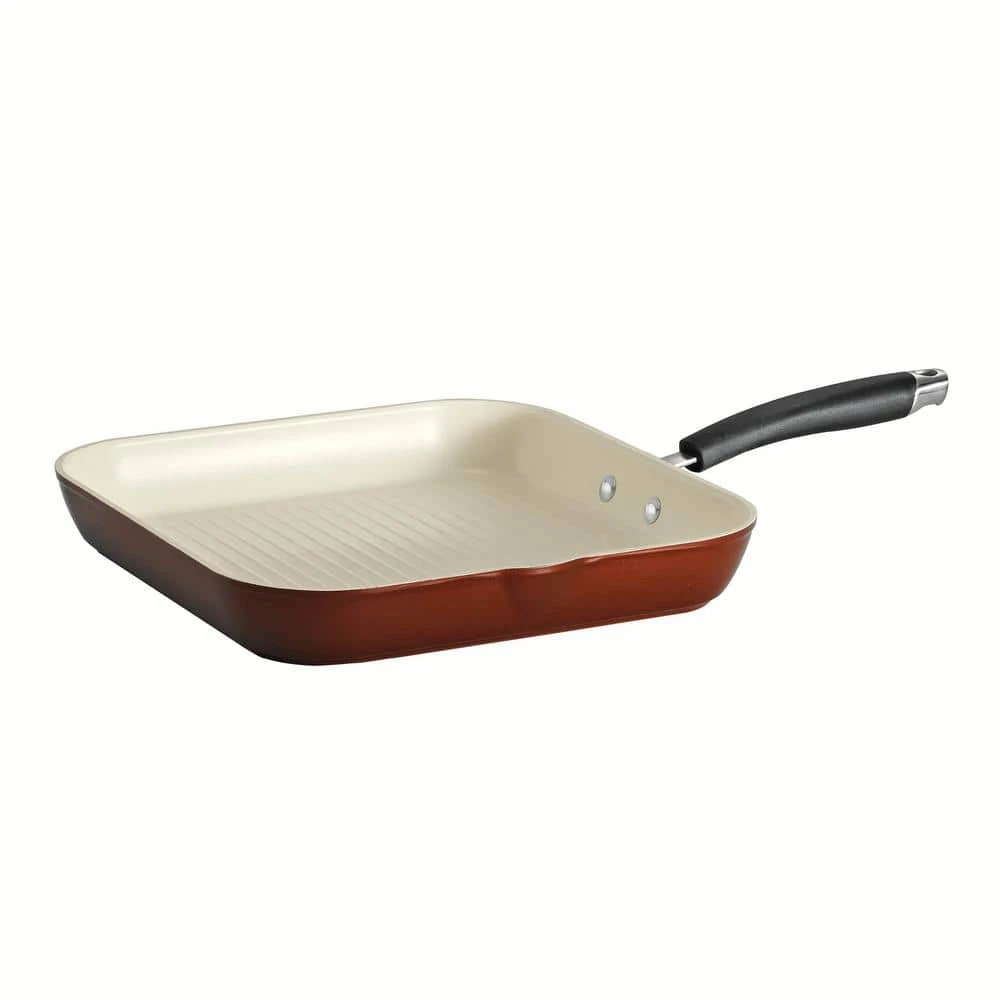 Style Ceramica 12 in. Aluminum Ceramic Nonstick Grill Pan in Metallic Copper by Tramontina
