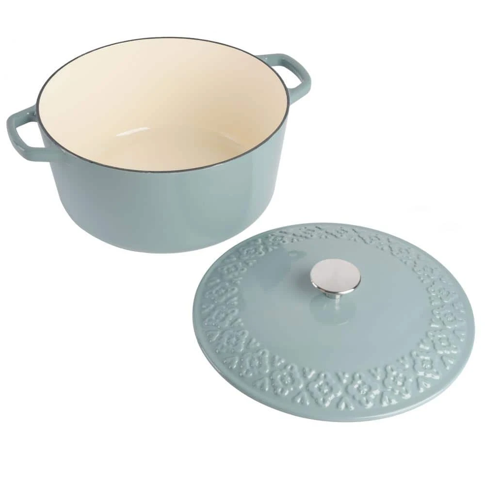 Savory Saffron 6 qt. Enameled Cast Iron Dutch Oven with Lid in Mint by Spice BY TIA MOWRY - Image 6