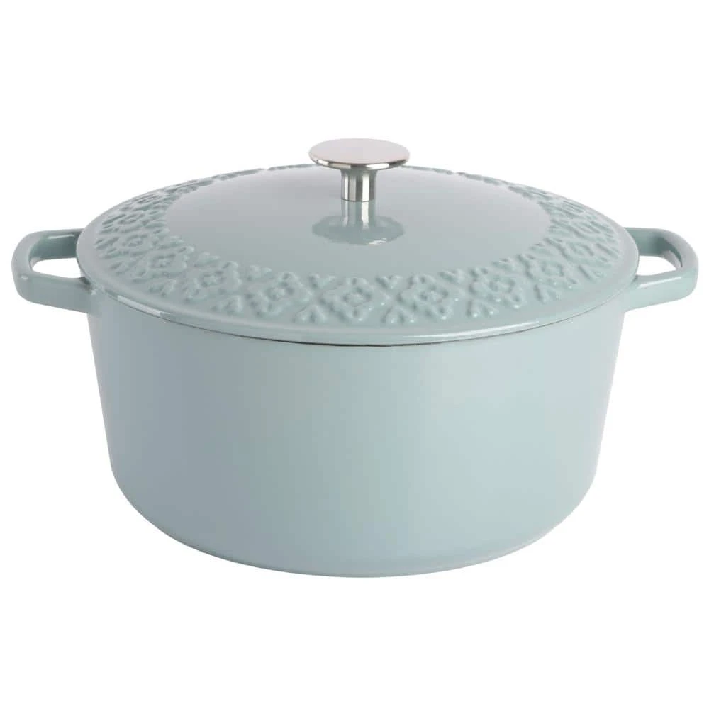 Savory Saffron 6 qt. Enameled Cast Iron Dutch Oven with Lid in Mint by Spice BY TIA MOWRY