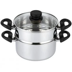 3 Qt. Premium Heavy-Duty Stainless Steel Pot with 2 qt. Steamer Insert and Lid by Mockins