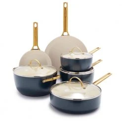 Reserve 10-Piece Hard Anodized Aluminum Ceramic Nonstick Cookware Pots and Pans Set in Navy Blue by GreenPan