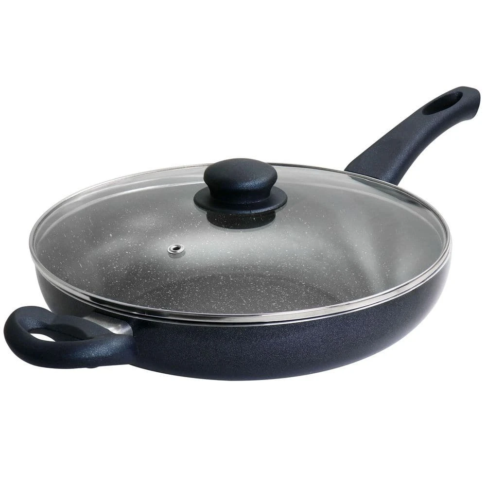 Anetta 3.5 qt. Nonstick Aluminum Saute Pan with Lid in Navy Blue by Oster