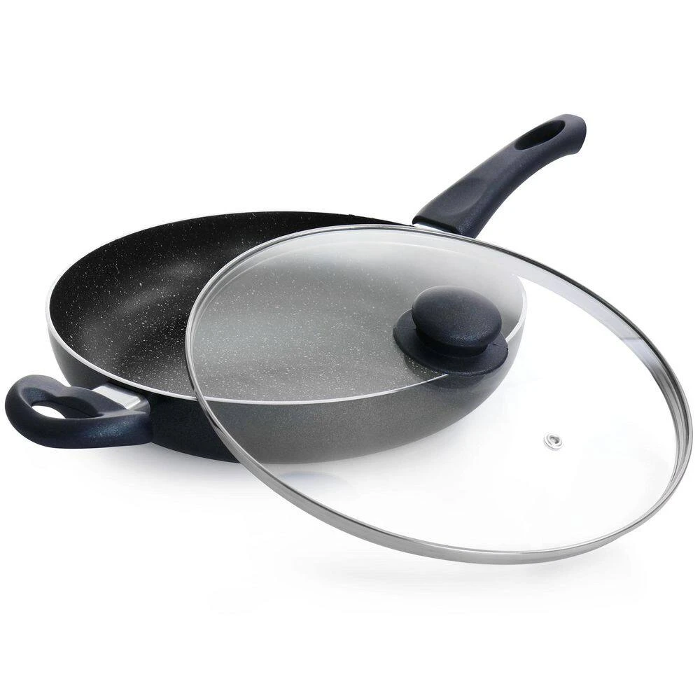 Anetta 3.5 qt. Nonstick Aluminum Saute Pan with Lid in Navy Blue by Oster - Image 2