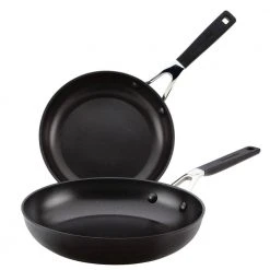 Hard Anodized Nonstick 2-Piece Onyx Hard Anodized Aluminum Skillet Set with 8.25 in. and 10 in Frying Pans Set by KitchenAid