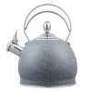 10.5 Cups Opaque Gray Stainless Steel Whistling Tea Kettle with Aluminum Capsulated Bottom for Fast Boiling Water by Creative Home